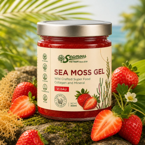 Sea Moss Gel hũ 300gr vị dâu